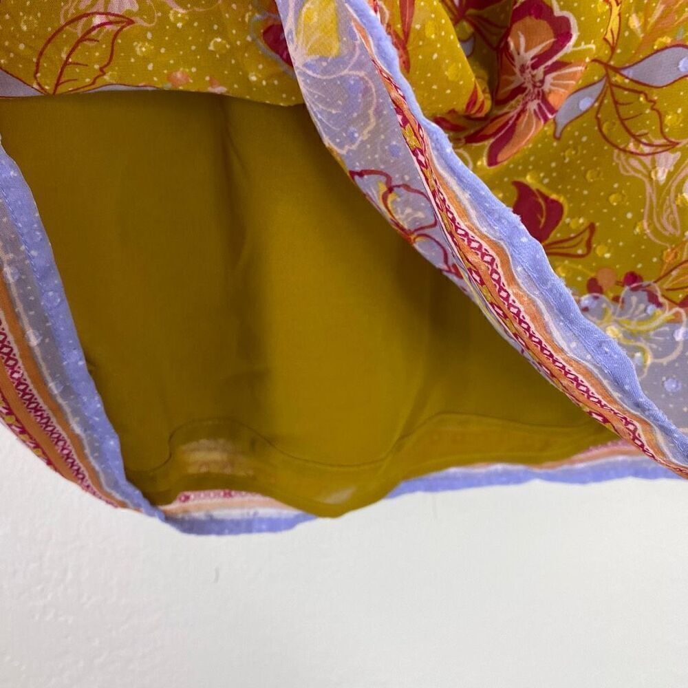 Joie Mustard Yellow & Red Floral Swiss Dot Cap Sleeve Blouse Top Shirt Size M - Picture 6 of 9